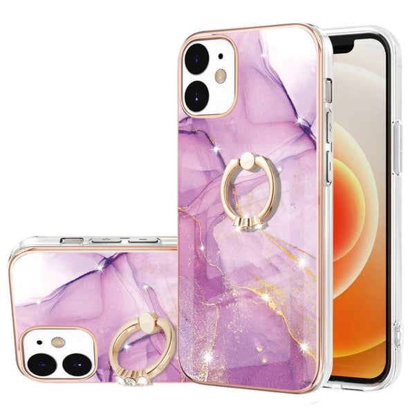 Electroplating Marble Pattern IMD TPU Shockproof Case with Ring Holder, For iPhone 12 / 12 Pro, For iPhone 12 Pro Max, For iPhone 11, For iPhone 11 Pro Max