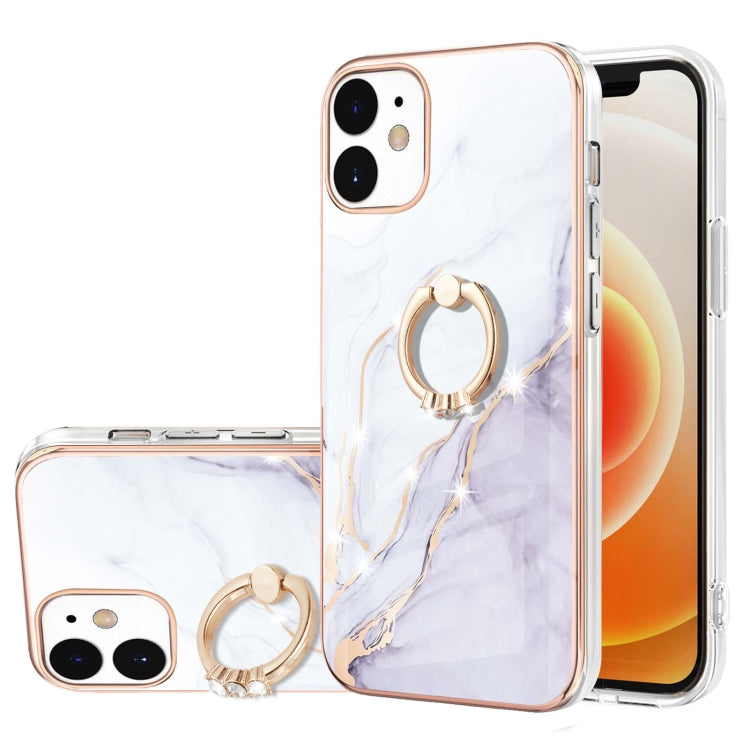 Electroplating Marble Pattern IMD TPU Shockproof Case with Ring Holder, For iPhone 12 / 12 Pro, For iPhone 12 Pro Max, For iPhone 11, For iPhone 11 Pro Max