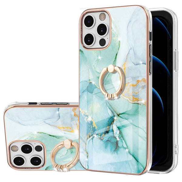 Electroplating Marble Pattern IMD TPU Shockproof Case with Ring Holder, For iPhone 12 / 12 Pro, For iPhone 12 Pro Max, For iPhone 11, For iPhone 11 Pro Max