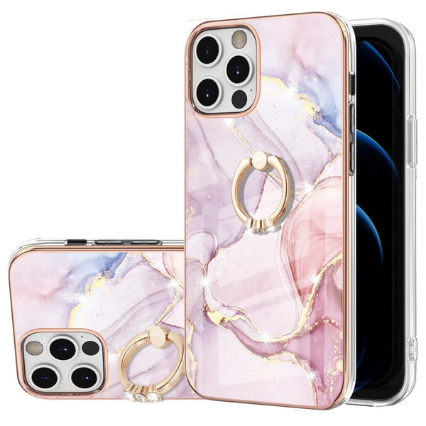 Electroplating Marble Pattern IMD TPU Shockproof Case with Ring Holder, For iPhone 12 / 12 Pro, For iPhone 12 Pro Max, For iPhone 11, For iPhone 11 Pro Max