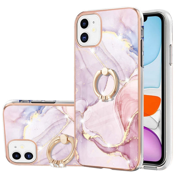 Electroplating Marble Pattern IMD TPU Shockproof Case with Ring Holder, For iPhone 12 / 12 Pro, For iPhone 12 Pro Max, For iPhone 11, For iPhone 11 Pro Max