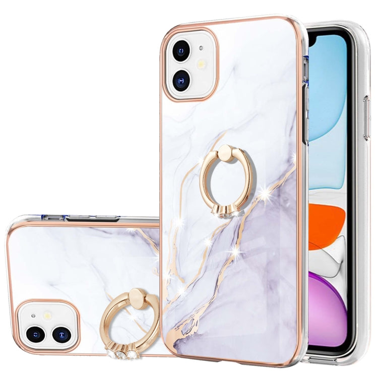 Electroplating Marble Pattern IMD TPU Shockproof Case with Ring Holder, For iPhone 12 / 12 Pro, For iPhone 12 Pro Max, For iPhone 11, For iPhone 11 Pro Max