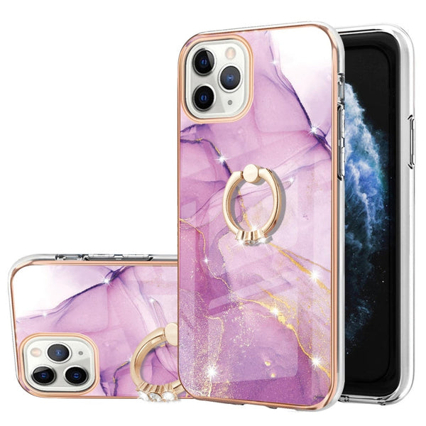 Electroplating Marble Pattern IMD TPU Shockproof Case with Ring Holder, For iPhone 12 / 12 Pro, For iPhone 12 Pro Max, For iPhone 11, For iPhone 11 Pro Max