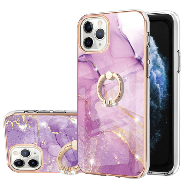 Electroplating Marble Pattern IMD TPU Shockproof Case with Ring Holder, For iPhone 12 / 12 Pro, For iPhone 12 Pro Max, For iPhone 11, For iPhone 11 Pro Max