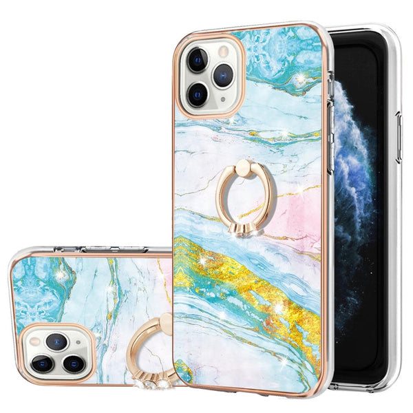 Electroplating Marble Pattern IMD TPU Shockproof Case with Ring Holder, For iPhone 12 / 12 Pro, For iPhone 12 Pro Max, For iPhone 11, For iPhone 11 Pro Max