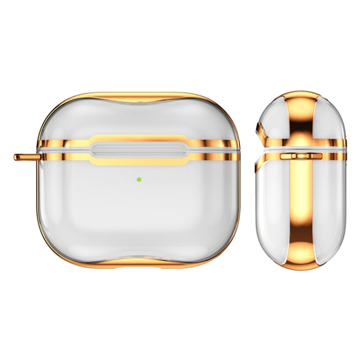 Electroplating Frame + Transparent TPU Earphone Protective Case with Hook, For AirPods 3