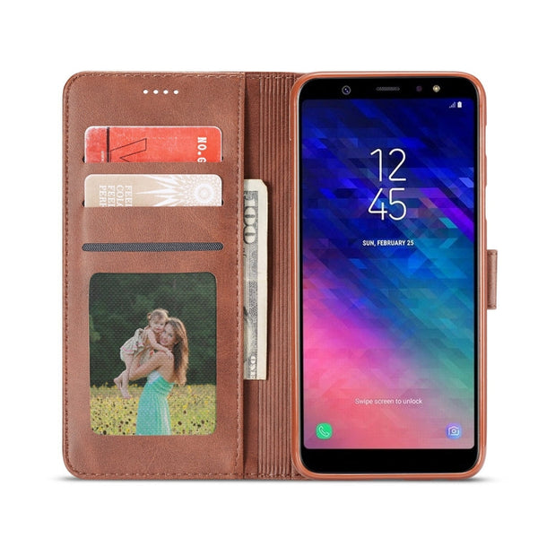 LC.IMEEKE Calf Texture Horizontal Flip Leather Case, with Holder & Card Slots & Wallet, For Galaxy A6 Plus (2018)