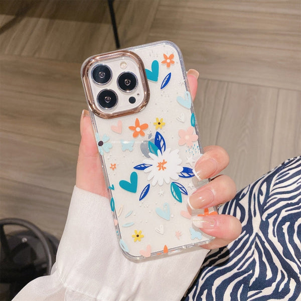 Glitter Powder Electroplating Flower Shockproof Phone Case, For iPhone 11 Pro, For iPhone 11 Pro Max