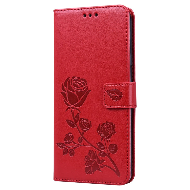 Rose Embossed Horizontal Flip PU Leather Case for Galaxy A10, with Holder & Card Slots & Wallet