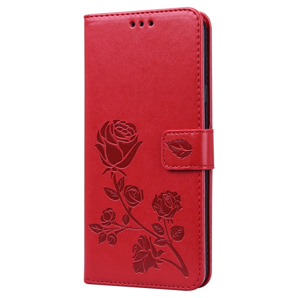 Rose Embossed Horizontal Flip PU Leather Case for Galaxy A10, with Holder & Card Slots & Wallet