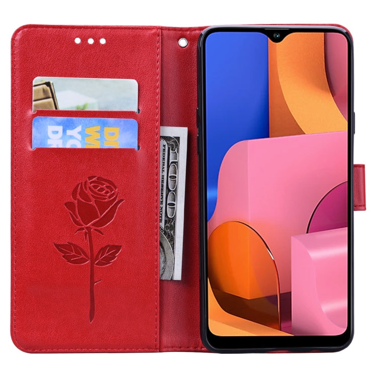 Rose Embossed Horizontal Flip PU Leather Case for Galaxy A10, with Holder & Card Slots & Wallet