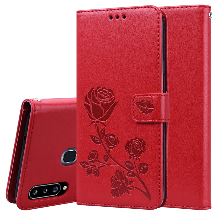 Rose Embossed Horizontal Flip PU Leather Case for Galaxy A10, with Holder & Card Slots & Wallet