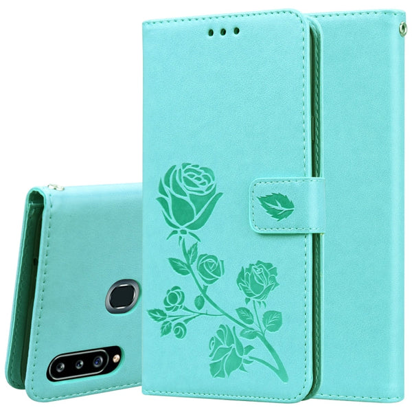 Rose Embossed Horizontal Flip PU Leather Case for Galaxy A10, with Holder & Card Slots & Wallet