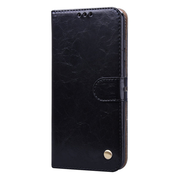 Business Style Oil Wax Texture Horizontal Flip Leather Case, with Holder & Card Slots & Wallet