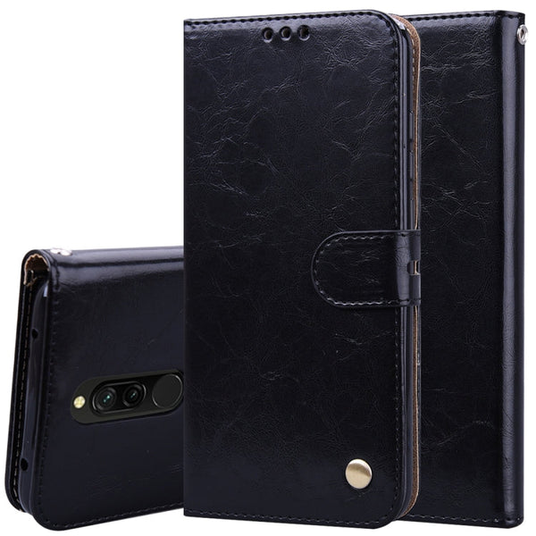 Business Style Oil Wax Texture Horizontal Flip Leather Case, with Holder & Card Slots & Wallet