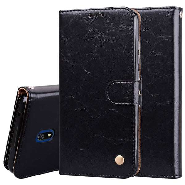 Business Style Oil Wax Texture Horizontal Flip Leather Case, with Holder & Card Slots & Wallet