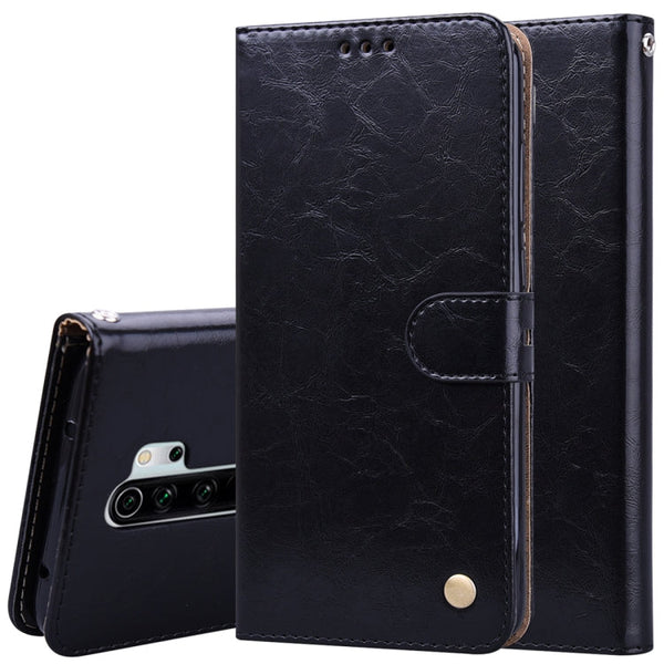 Business Style Oil Wax Texture Horizontal Flip Leather Case, with Holder & Card Slots & Wallet