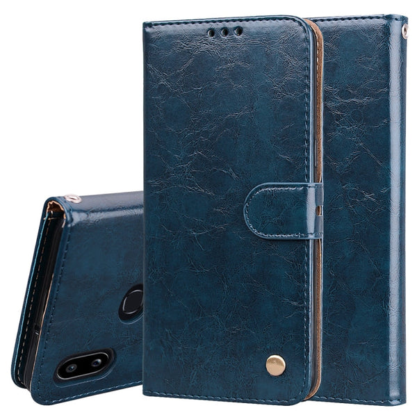 Business Style Oil Wax Texture Horizontal Flip Leather Case, with Holder & Card Slots & Wallet