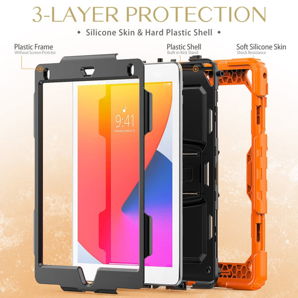 Shockproof Colorful Silicone + Black PC Tablet Protective Case with Holder & Shoulder Strap