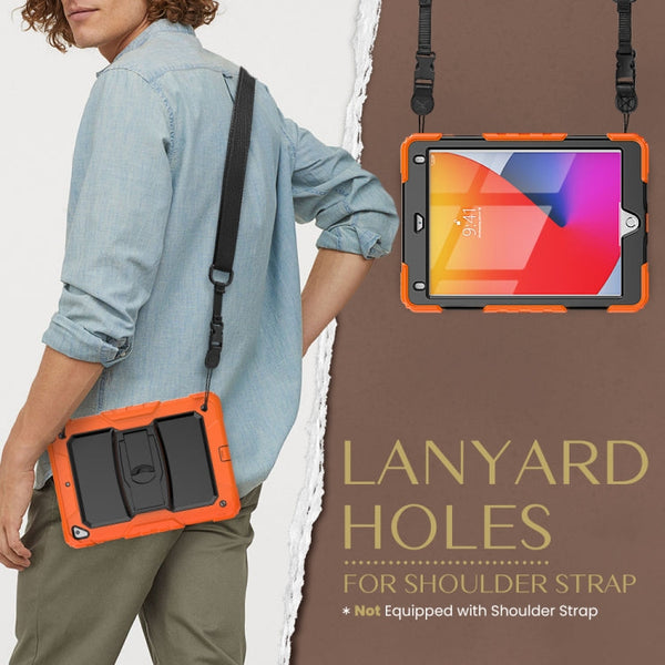 Shockproof Colorful Silicone + Black PC Tablet Protective Case with Holder & Shoulder Strap