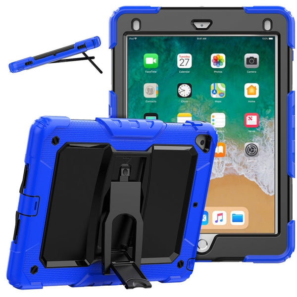 Shockproof Colorful Silicone + Black PC Tablet Protective Case with Holder & Shoulder Strap