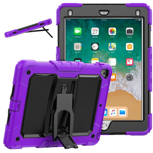 Shockproof Colorful Silicone + Black PC Tablet Protective Case with Holder & Shoulder Strap