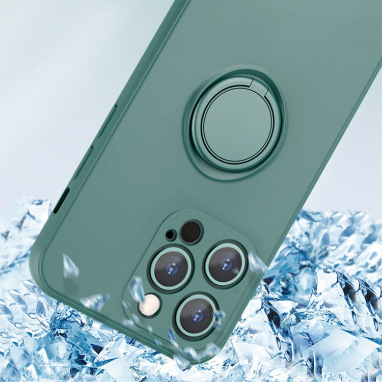 All-inclusive Liquid Silicone Phone Protective Case with Ring Holder & Lanyard, For iPhone 13 mini