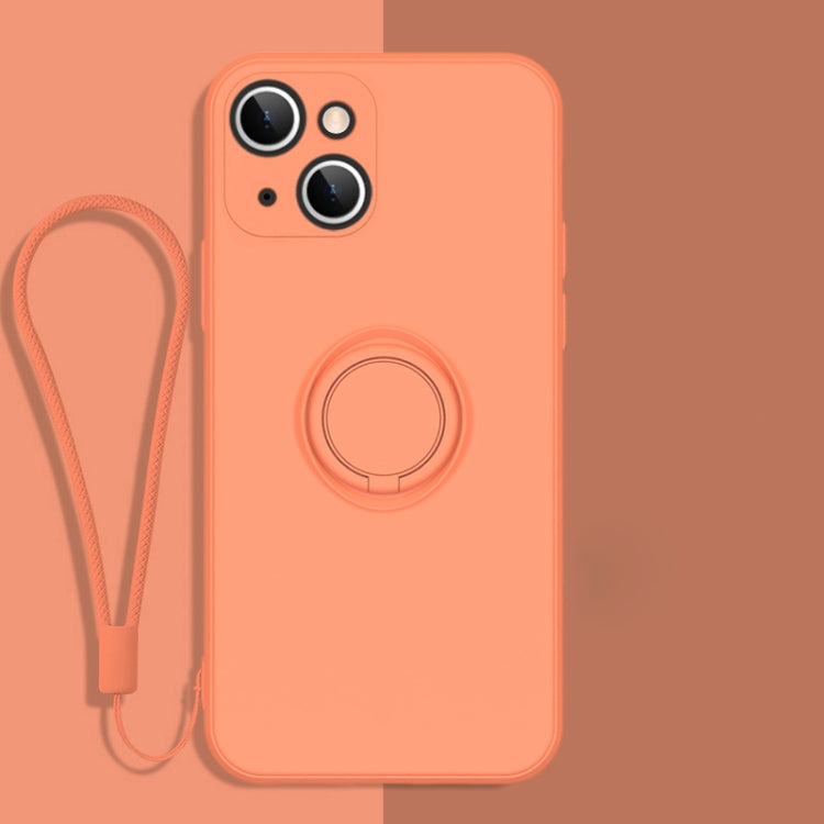 All-inclusive Liquid Silicone Phone Protective Case with Ring Holder & Lanyard, For iPhone 13