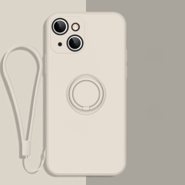 All-inclusive Liquid Silicone Phone Protective Case with Ring Holder & Lanyard, For iPhone 13