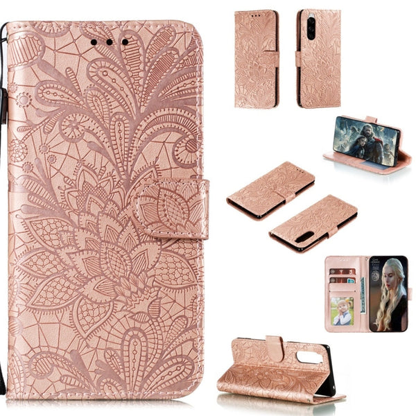 Lace Flower Horizontal Flip Leather Case with Holder & Card Slots & Wallet & Photo Frame, For Sony Xperia 5, For Nokia 7.2, For Xiaomi Mi 9 Pro