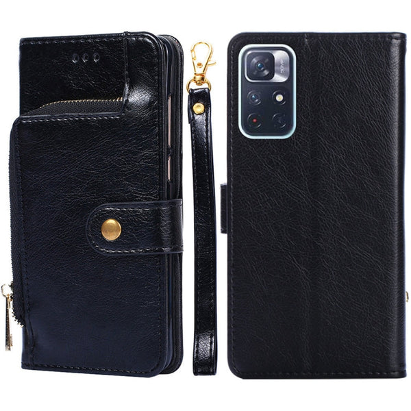 Zipper Bag Horizontal Flip Leather Phone Case with Holder & Card Slots & Lanyard, For OnePlus 9RT 5G, For Xiaomi Redmi Note 11, For Xiaomi Redmi Note 11 Pro