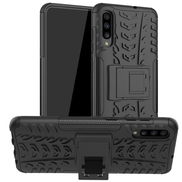 Tire Texture Shockproof TPU+PC Protective Case with Holder, For OPPO Realme 5, For Xiaomi Redmi Note 8 Pro, For Xiaomi Redmi Note 8, For Galaxy A20s, For Galaxy A70s