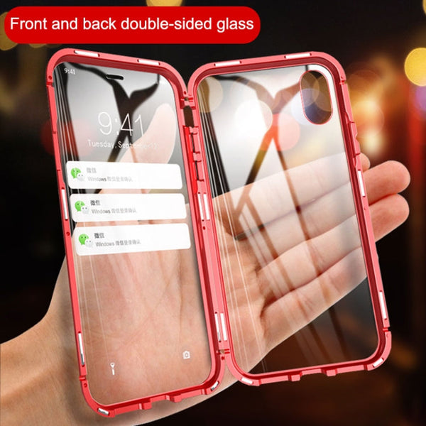 Ultra Slim Double Sides Magnetic Adsorption Angular Frame Tempered Glass Magnet Flip Case