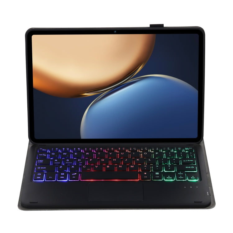 AHV7-AS Lambskin Texture Tri-color Backlight Bluetooth Keyboard Leather Tablet Case with Touchpad For Honor Pad V8 / Tablet V7 Pro