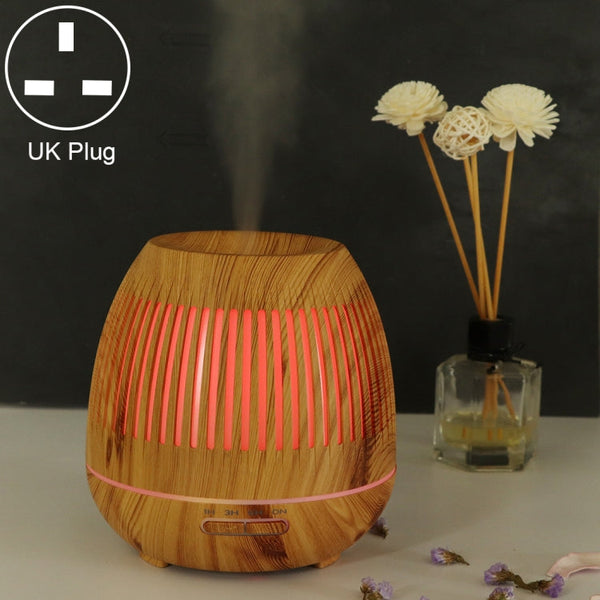 400ml Hollow-out LED Humidifier Wood Grain Air Purifier Aromatherapy Machine with Colorful LED Light, AU Plug, EU Plug, UK Plug, US Plug
