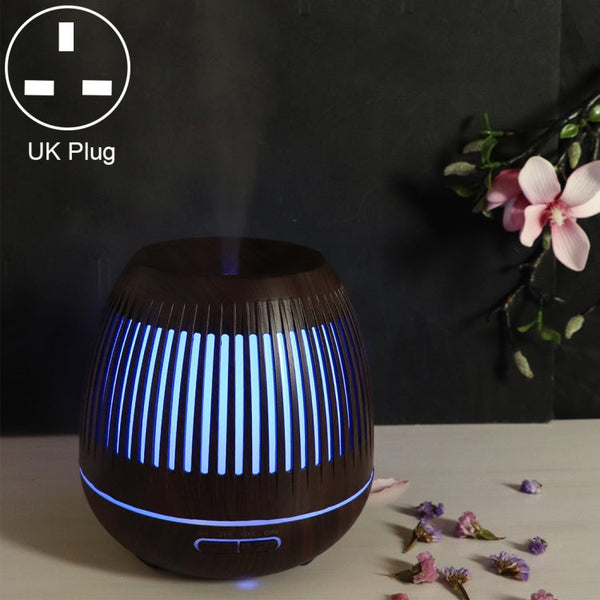 400ml Hollow-out LED Humidifier Wood Grain Air Purifier Aromatherapy Machine with Colorful LED Light, AU Plug, EU Plug, UK Plug, US Plug