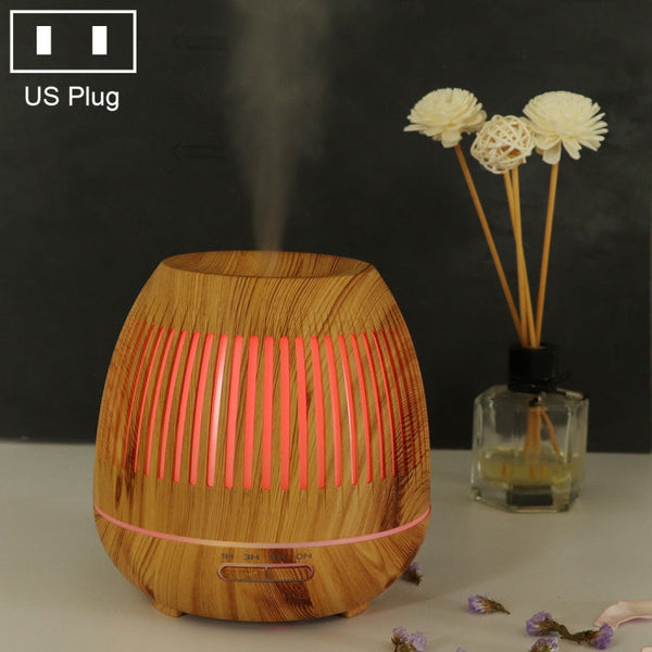 400ml Hollow-out LED Humidifier Wood Grain Air Purifier Aromatherapy Machine with Colorful LED Light, AU Plug, EU Plug, UK Plug, US Plug