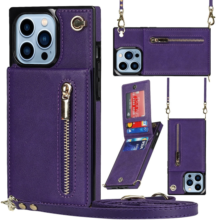 Cross-body Zipper Square Phone Case with Holder, For iPhone 13 mini, For iPhone 13, For iPhone 13 Pro, For iPhone 13 Pro Max