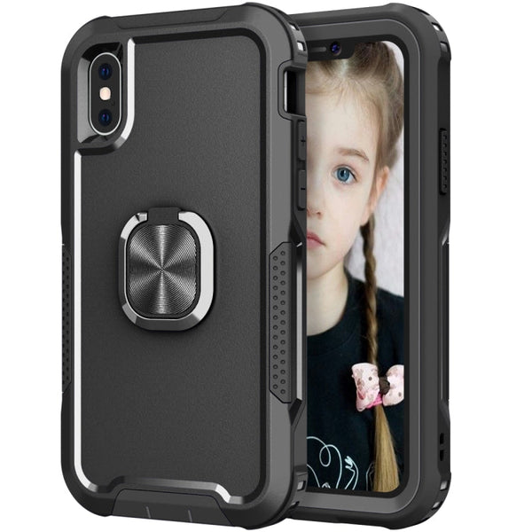 3 in 1 PC + TPU Phone Case with Ring Holder