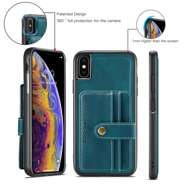 JEEHOOD RFID Blocking Anti-Theft Wallet Phone Case, For iPhone XS Max, For iPhone SE 2022 / SE 2020 / 7 / 8, For iPhone 7 Plus / 8 Plus