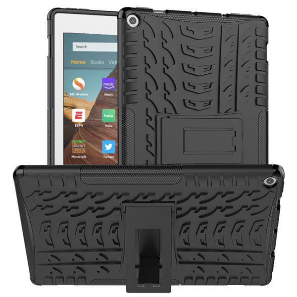 Tire Texture TPU + PC Shockproof Case with Holder, For iPad 10.2 2021 / 2020 / 2019, For Amazon Kindle Fire HD 10 2019
