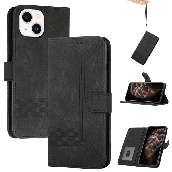 Cubic Skin Feel Flip Leather Phone Case, For iPhone 13 mini, For iPhone 13, For iPhone 13 Pro, For iPhone 13 Pro Max