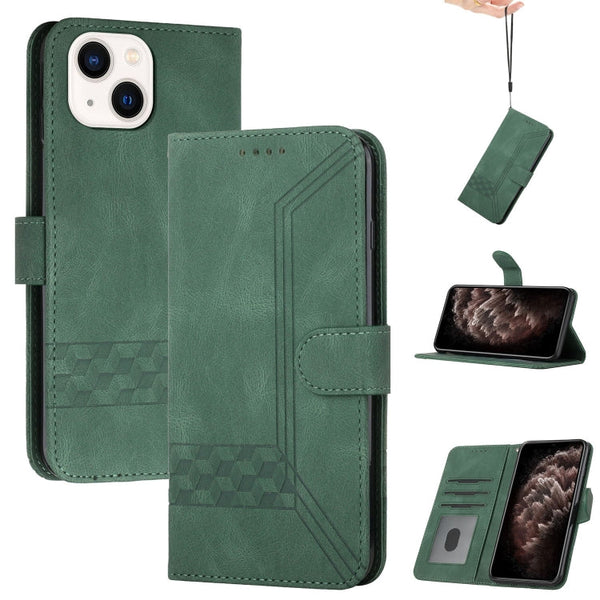 Cubic Skin Feel Flip Leather Phone Case, For iPhone 13 mini, For iPhone 13, For iPhone 13 Pro, For iPhone 13 Pro Max