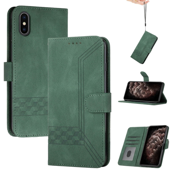 Cubic Skin Feel Flip Leather Phone Case, For iPhone XS Max, For iPhone SE 2022 / SE 2020 / 7 / 8, For iPhone 7 Plus / 8 Plus