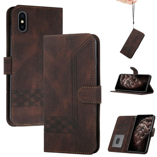 Cubic Skin Feel Flip Leather Phone Case, For iPhone XS Max, For iPhone SE 2022 / SE 2020 / 7 / 8, For iPhone 7 Plus / 8 Plus