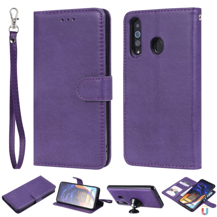 Solid Color Horizontal Flip Protective Case with Holder & Card Slots & Wallet & Photo Frame & Lanyard, For Galaxy A60, For Galaxy A70, For Galaxy M10, For Galaxy M20
