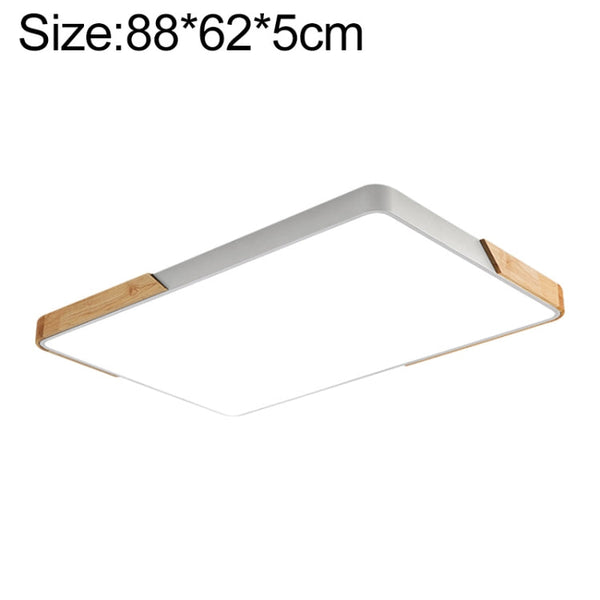 Wood Macaron LED Rectangle Ceiling Lamp, White Light