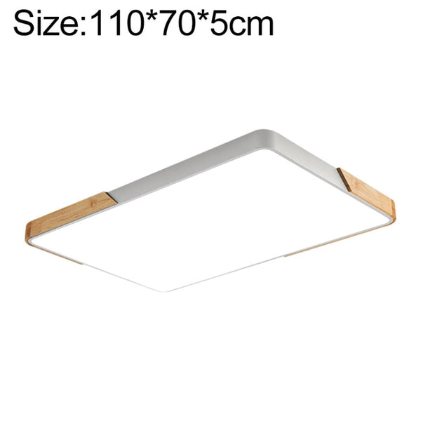 Wood Macaron LED Rectangle Ceiling Lamp, White Light