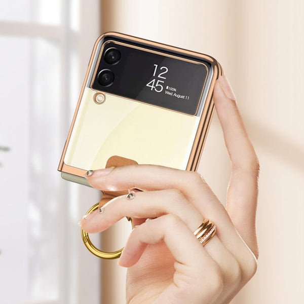 GKK Phantom Electroplating Phone Case with Ring, For Samsung Galaxy Z Flip3 5G