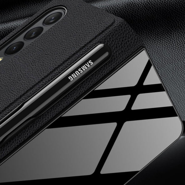 GKK Flip Tempered Glass Painted Phone Case with Pen Slot